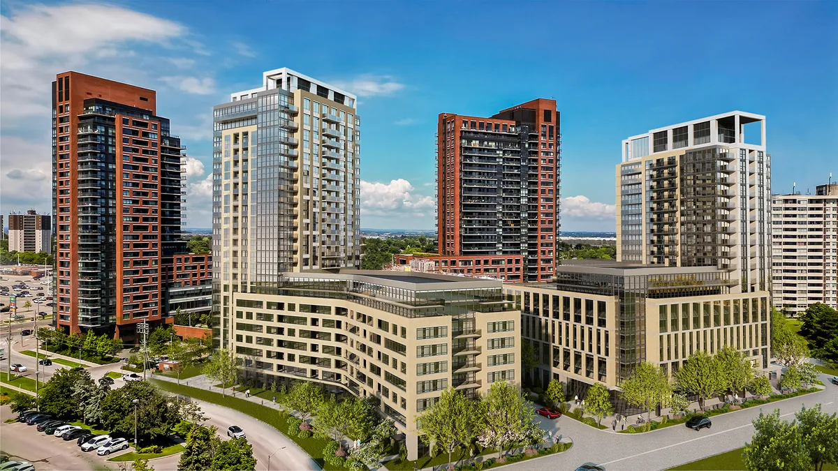 Weston Road and Finch Avenue West in daylight, looking along the Finch corridor